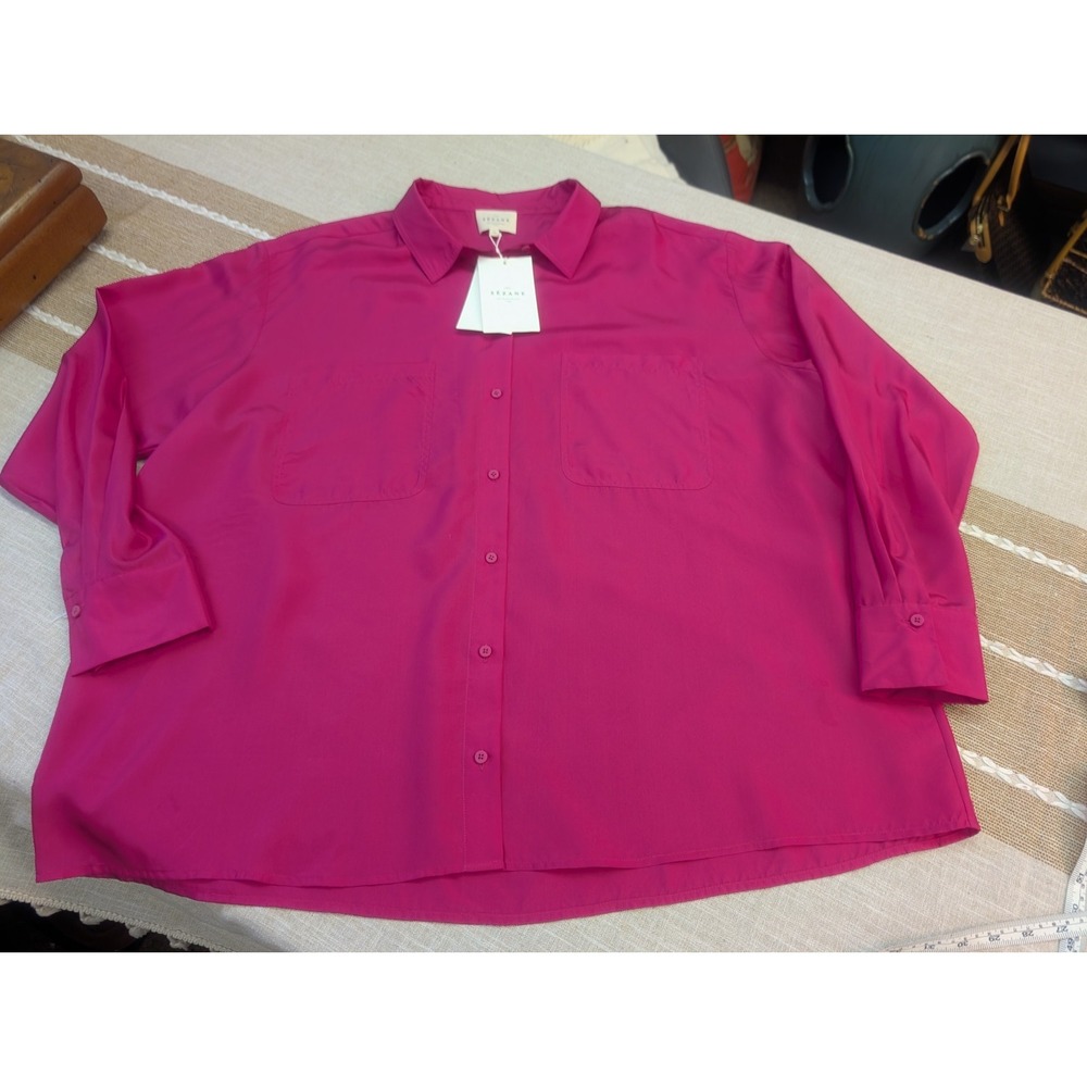 NWT Se`zane XL Fuchsia Silk Relaxed Blouse